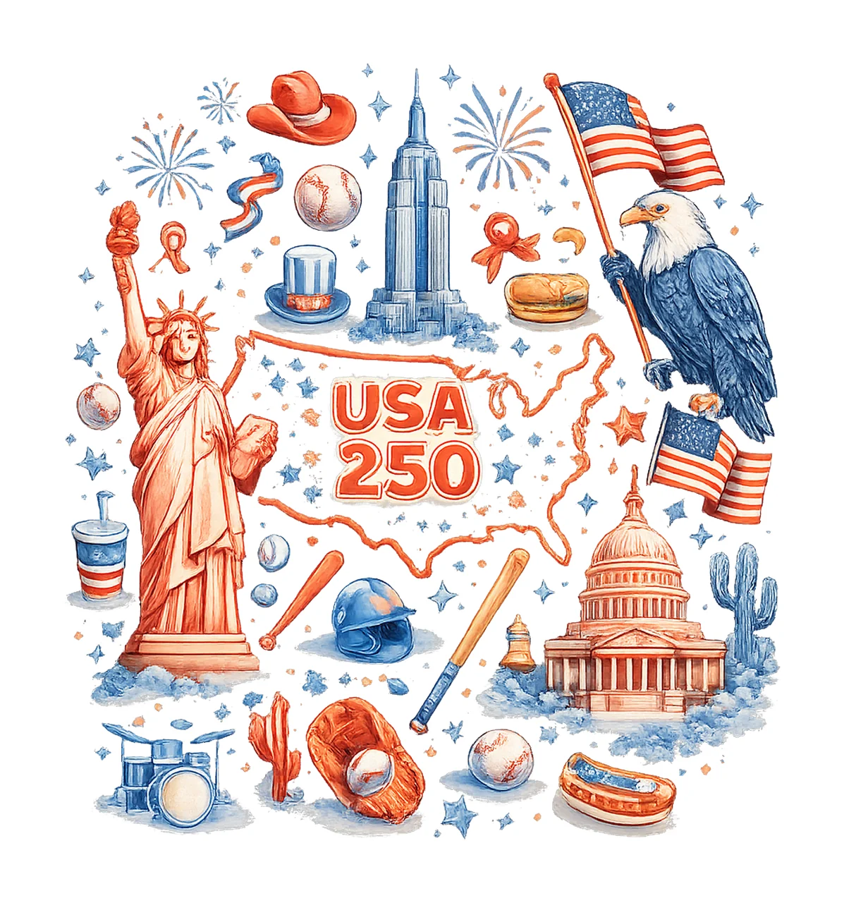 250 Years of Freedom Frog USA 250th Anniversary Design