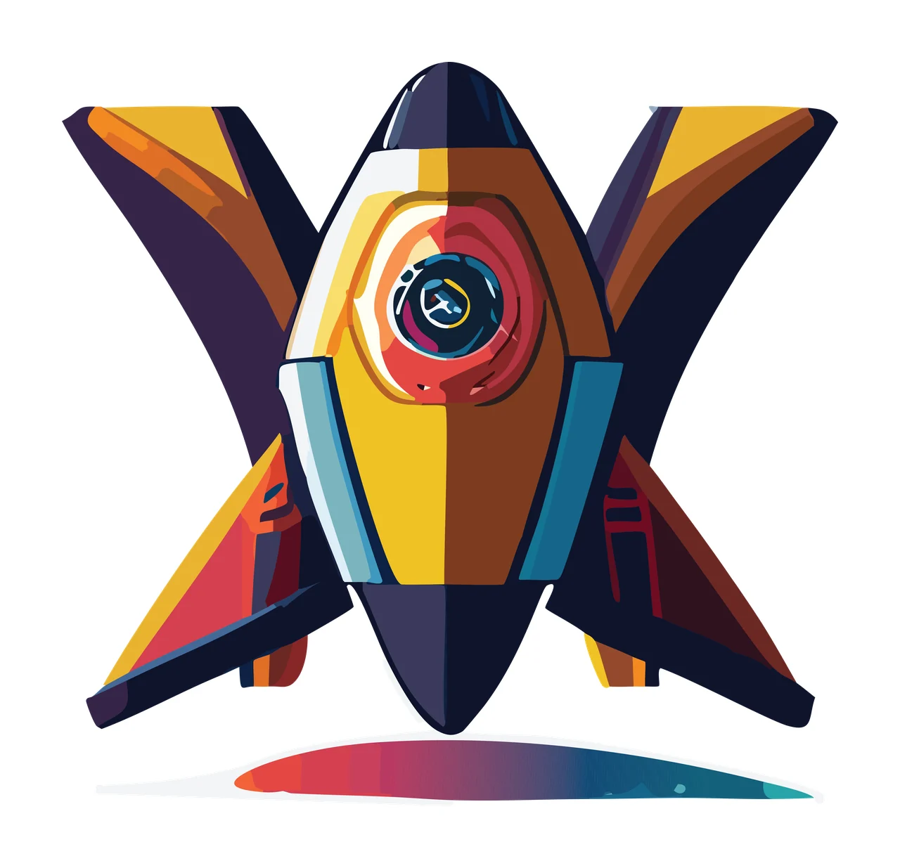 Abstract Mechanical Shape With Outline lines geometric forms