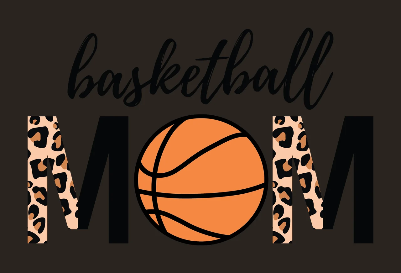 Basketball Mom Text Graphic With Solid Black Ball displaying contrast preview thumbnail
