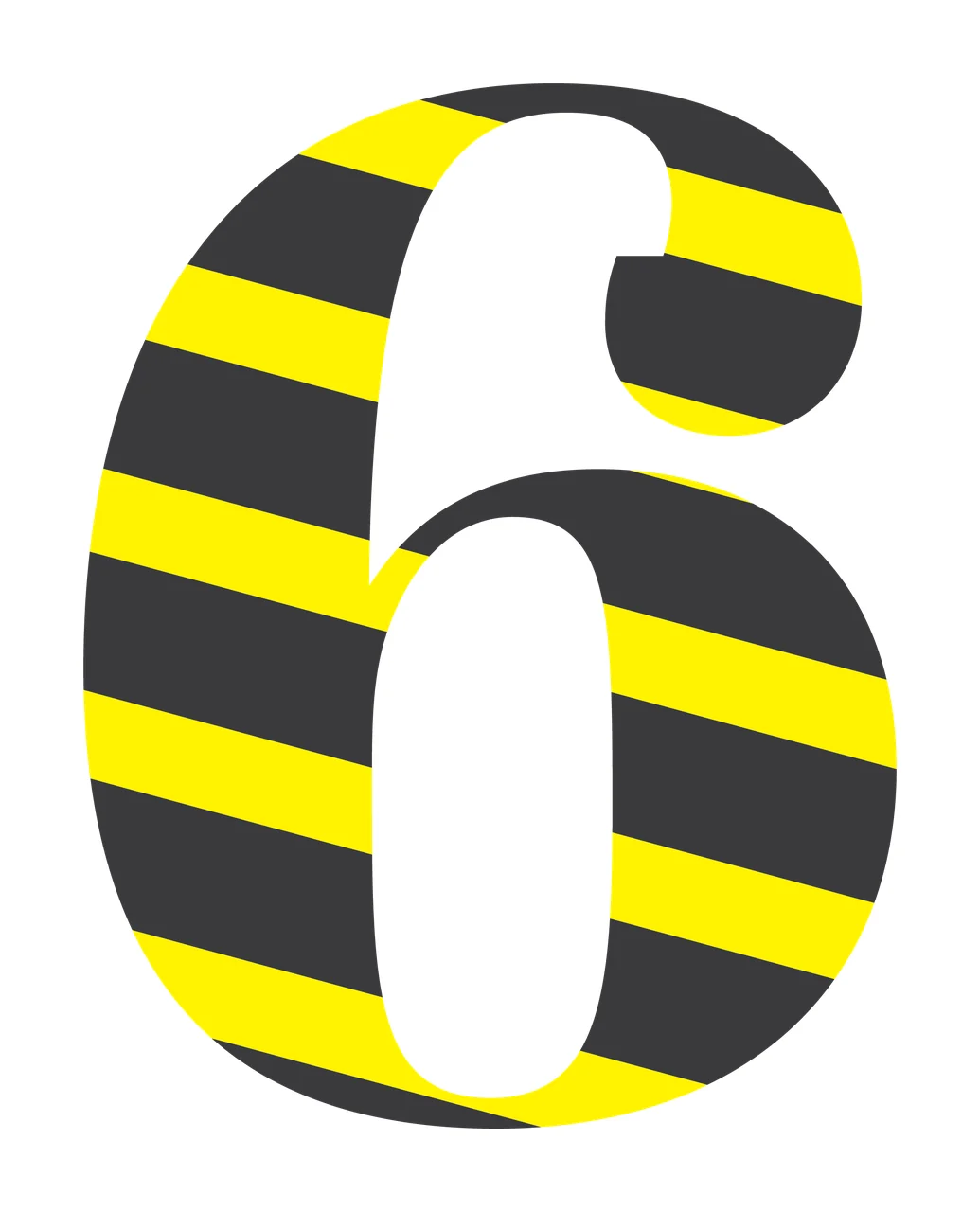 Number 6 Large Bold Six With Horizontal Line texture graphic