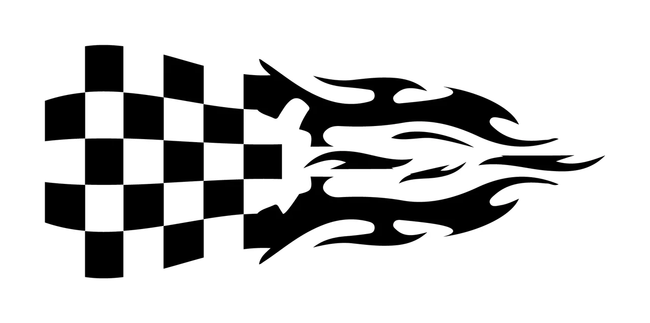 Checkered Finish Line Flag Pattern With Trailing Stylized Motion