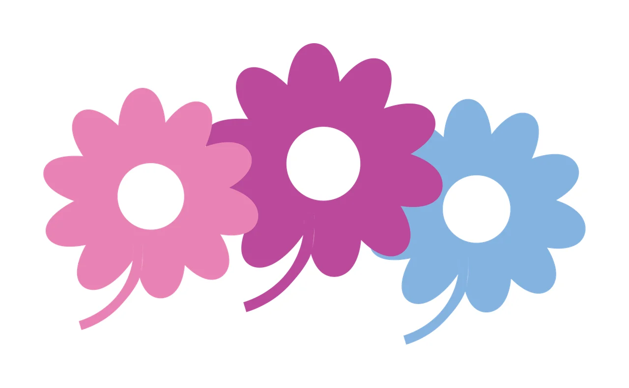 Three Black Flowers With White Centers Arranged blooming Petals