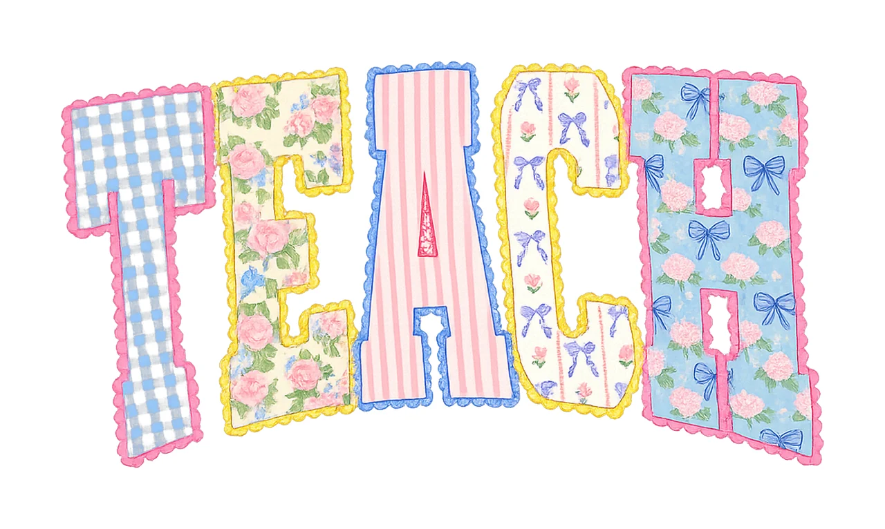 Retro Teacher Floral Spring Glitter Design for Teachers