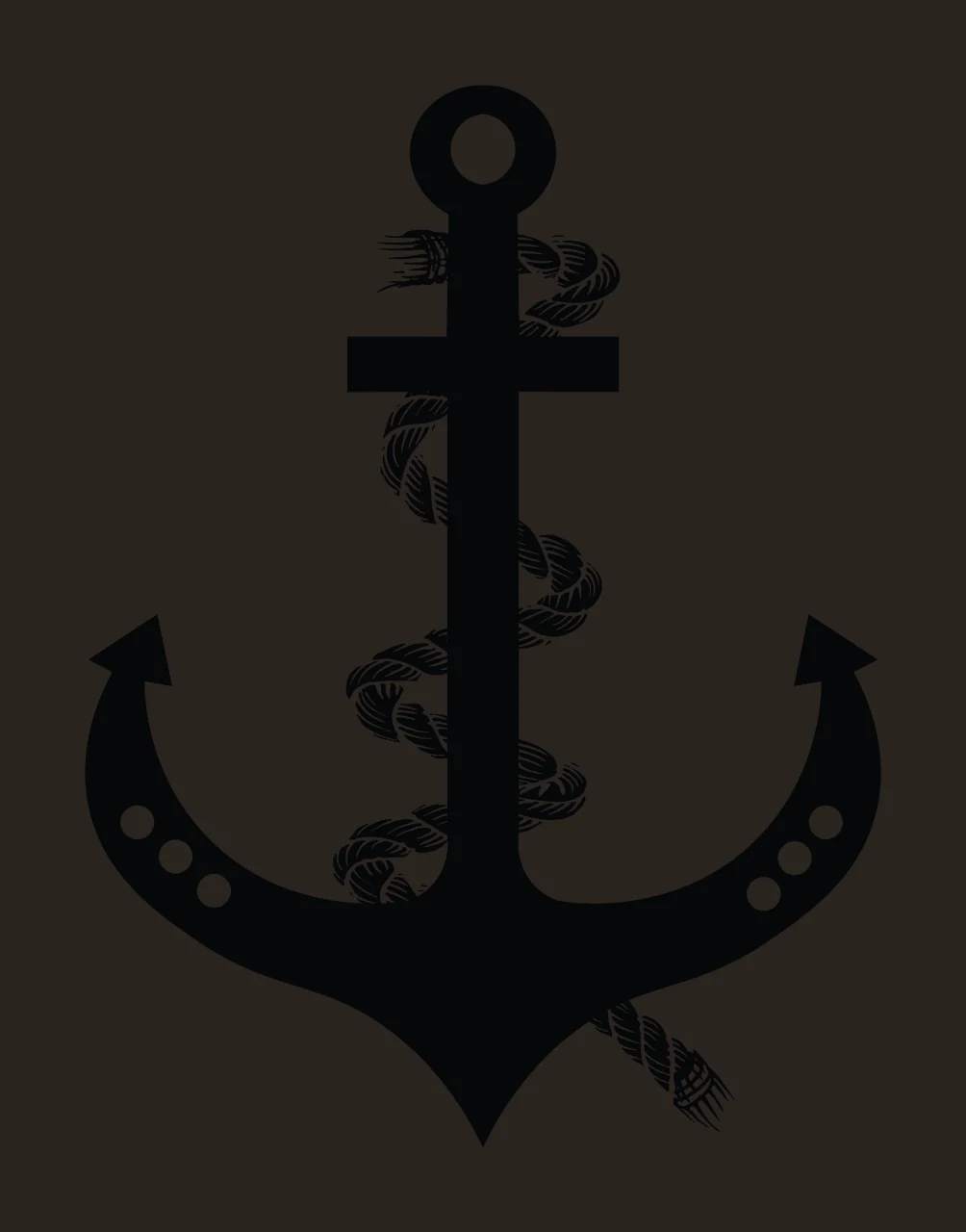 Nautical Anchor With Wrapped Rope black white marine sea symbol contrast preview thumbnail