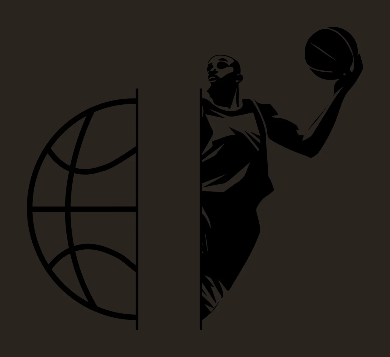 Basketball Player Silhouette And Globe Sport graphic Splitting visual contrast preview thumbnail