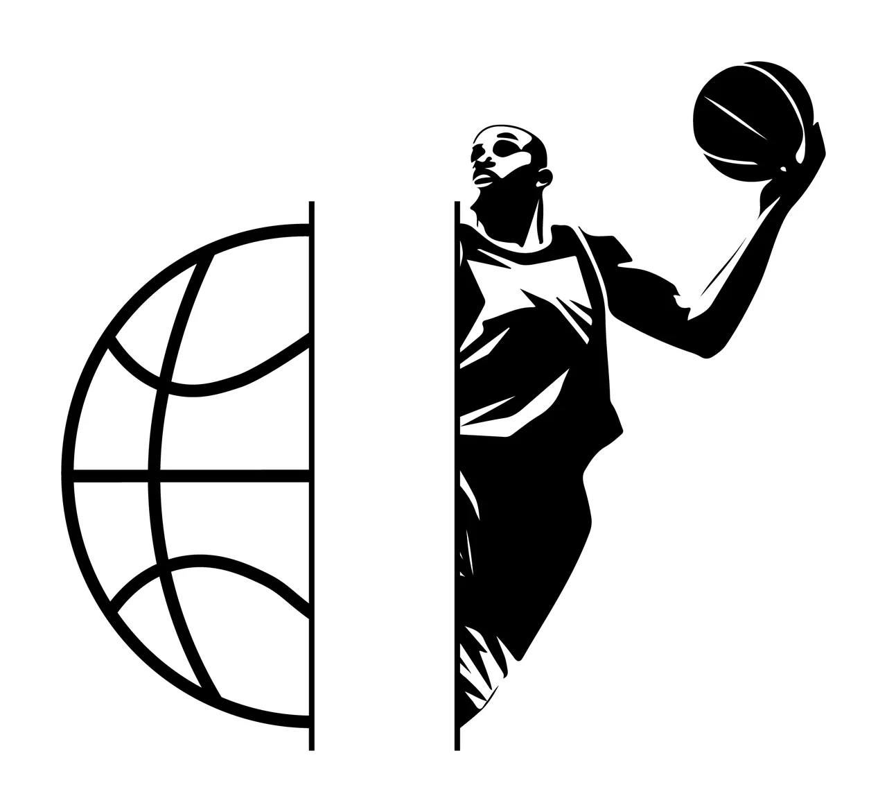 Basketball Player Silhouette And Globe Sport graphic Splitting visual
