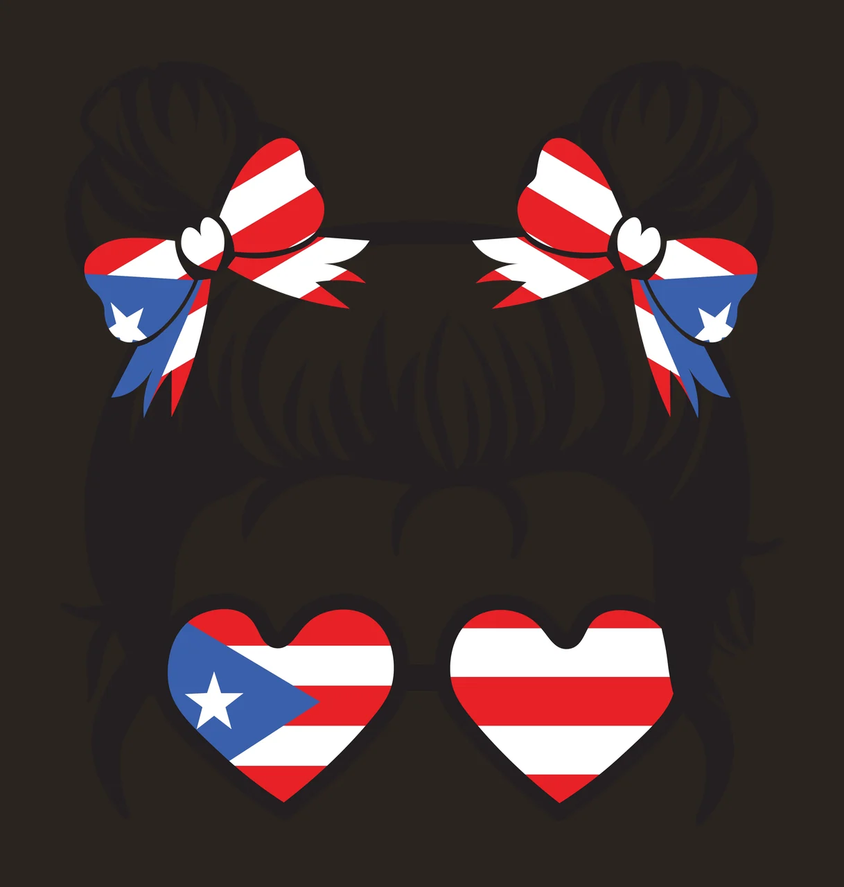 Girl Silhouette With Heart Sunglasses wearing glasses hair bun contrast preview thumbnail