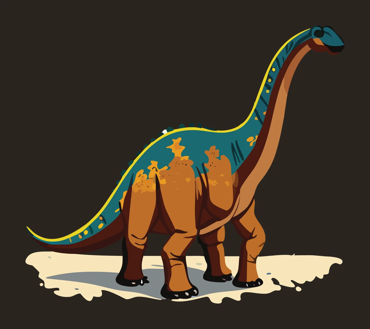 Dinosaur Black Long Neck Side View standing ground silhouette contrast preview thumbnail