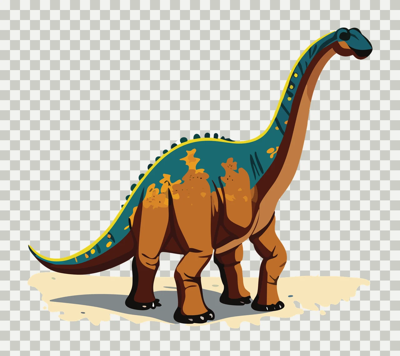 Dinosaur Black Long Neck Side View standing ground silhouette transparency and detail preview thumbnail