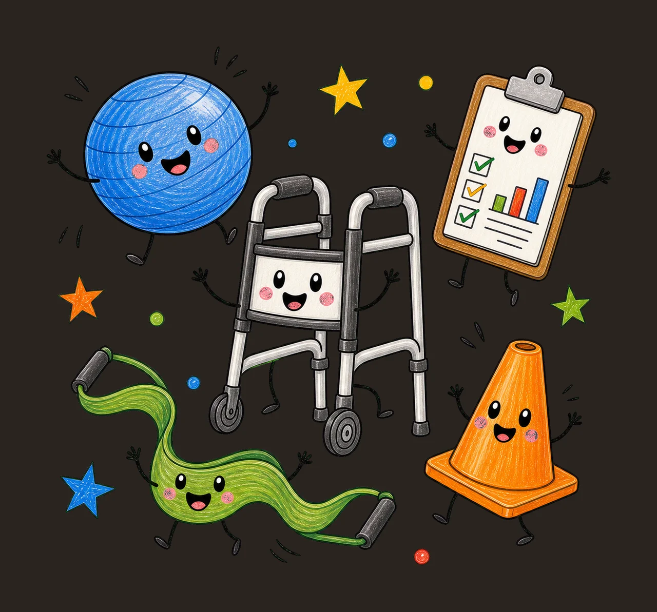 Physical Therapist Doodle Characters Pediatric Variation D contrast preview thumbnail