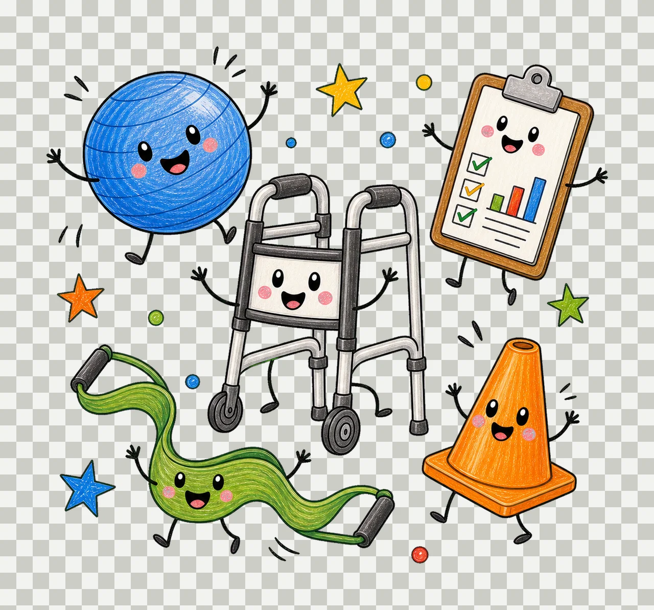 Physical Therapist Doodle Characters Pediatric Variation D transparency and detail preview thumbnail