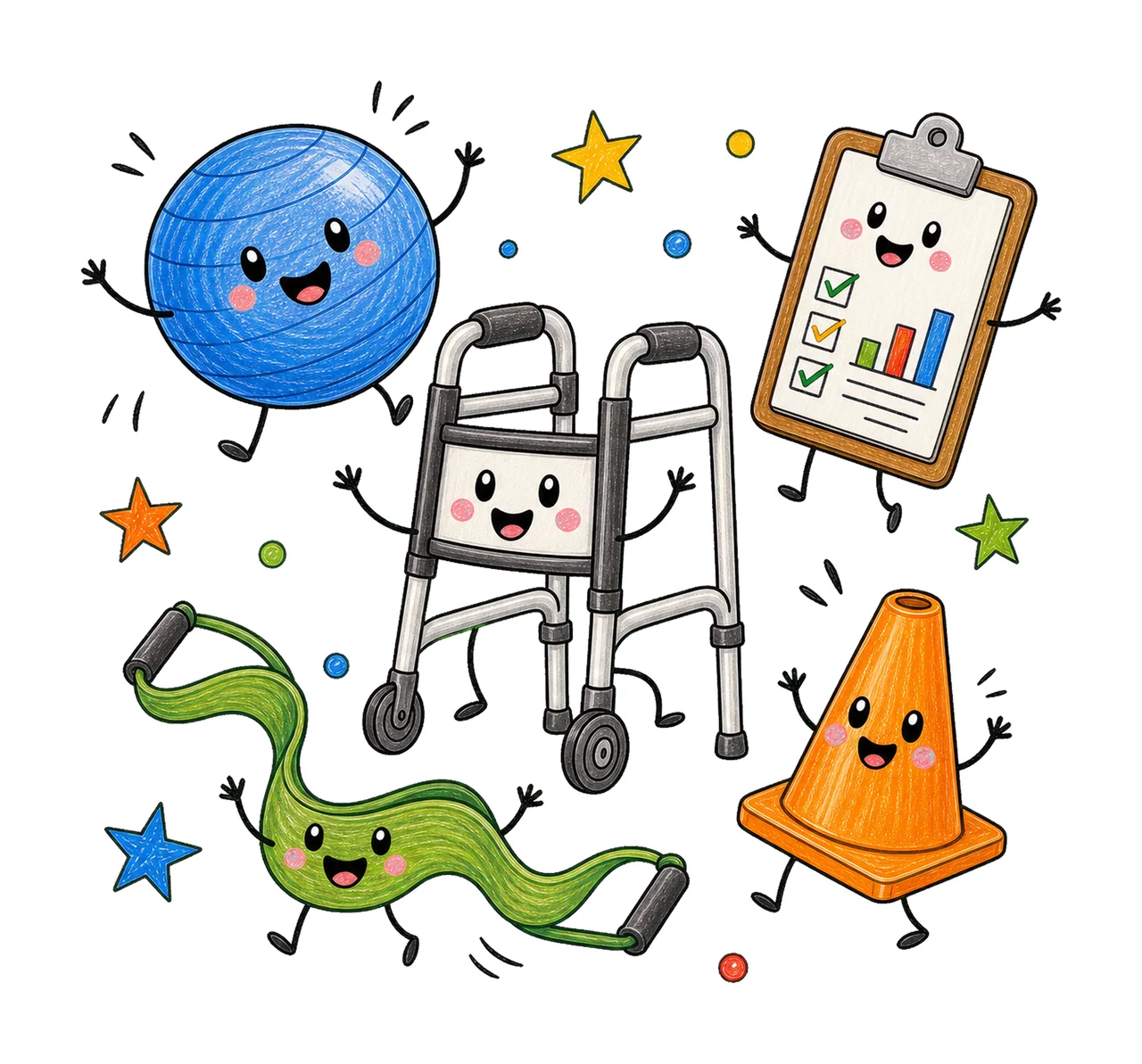 Physical Therapist Doodle Characters Pediatric Variation D
