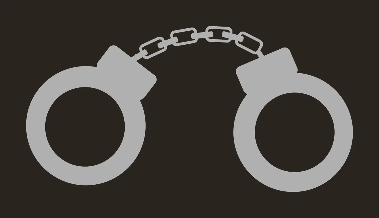 A Pair Of Metal Handcuffs Linked By Chain shackles links flat graphic contrast preview thumbnail