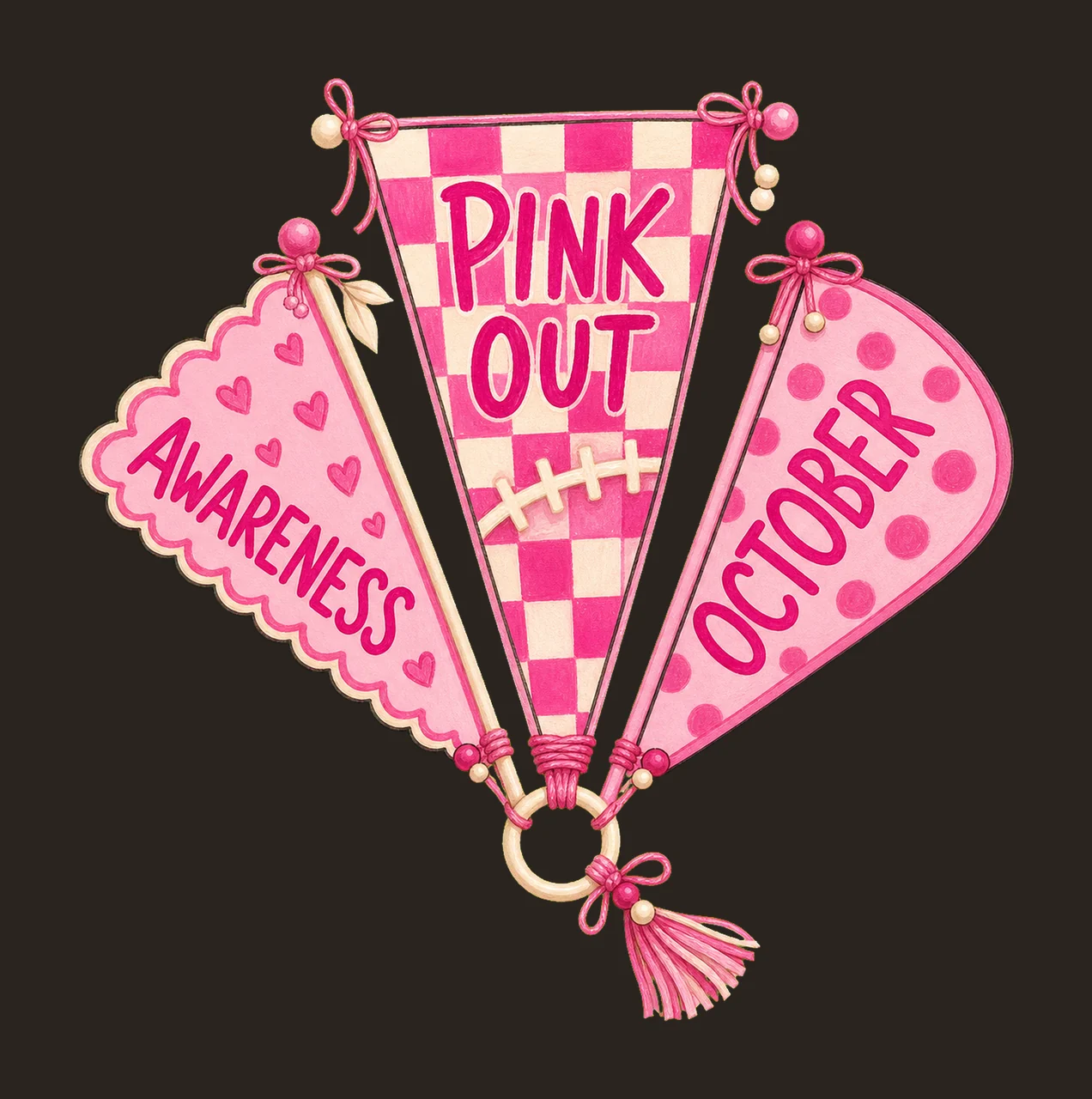 Pennant Flag Breast Cancer In October We Wear Variation B contrast preview thumbnail