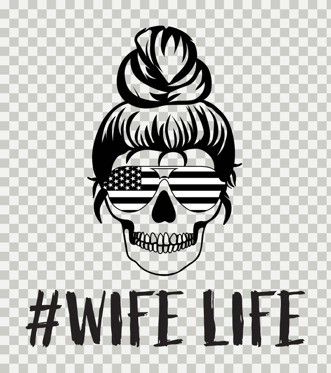 Flag Skull With Glasses stationary sunglasses bun hairstyle transparency and detail preview thumbnail