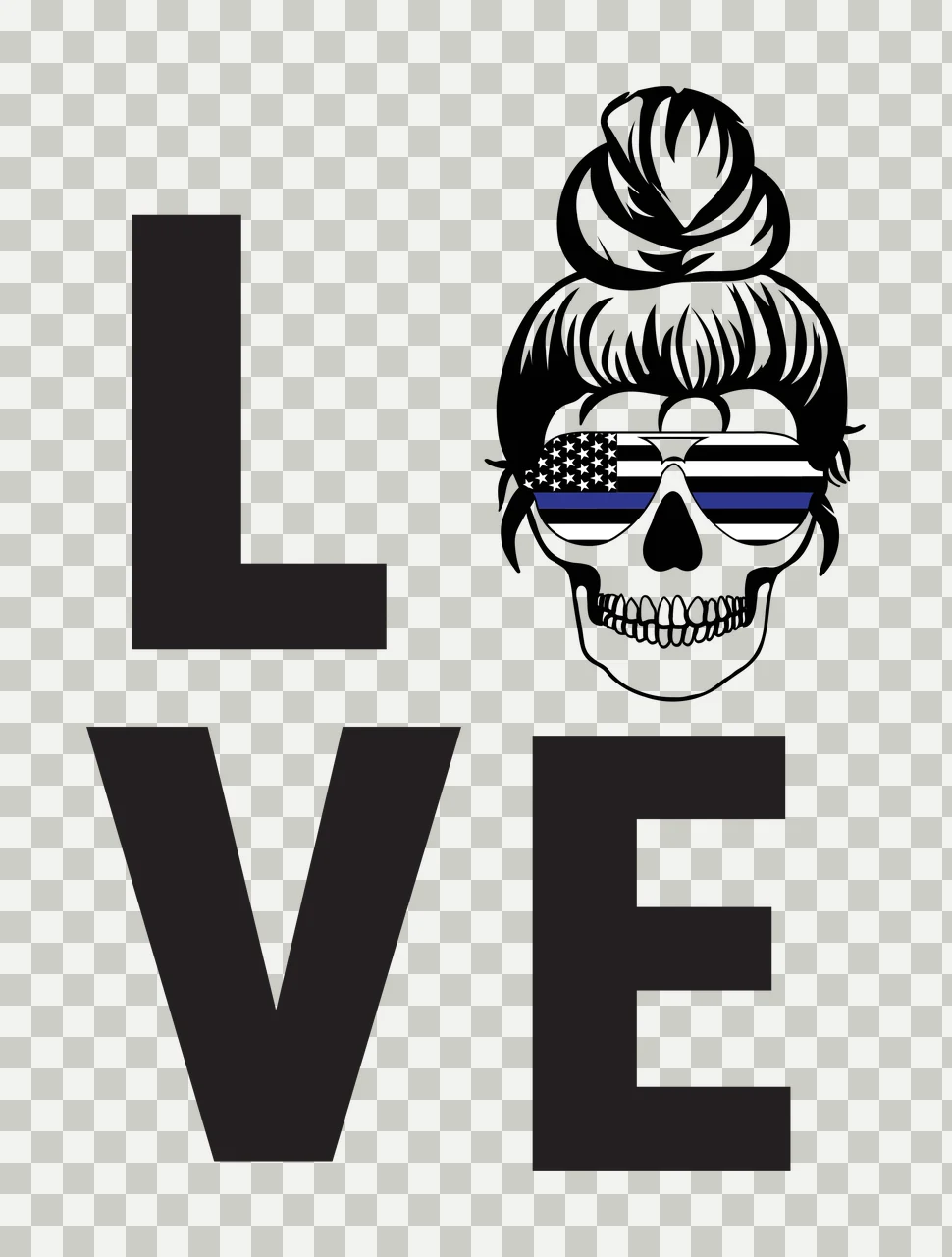 Keychain Love Text With Skull And Glasses Display hair graphic icon transparency and detail preview thumbnail