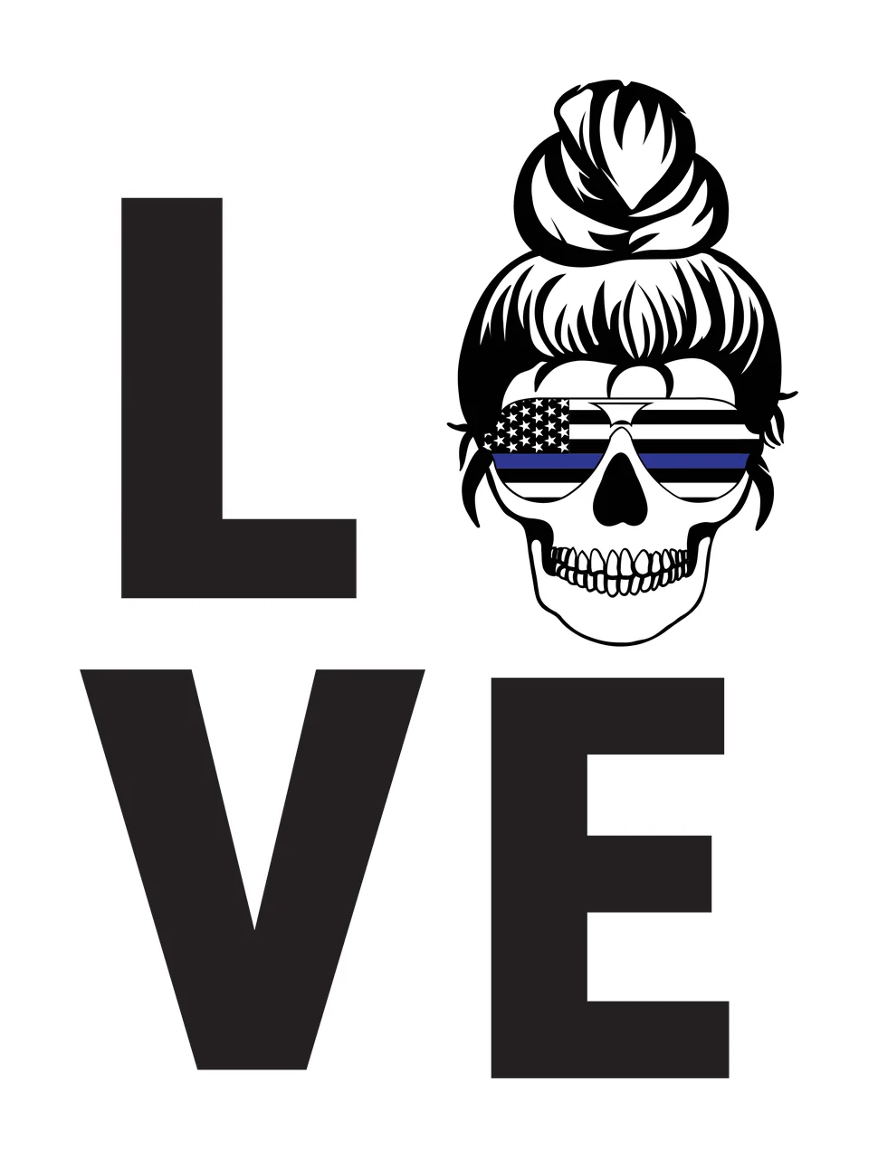 Keychain Love Text With Skull And Glasses Display hair graphic icon