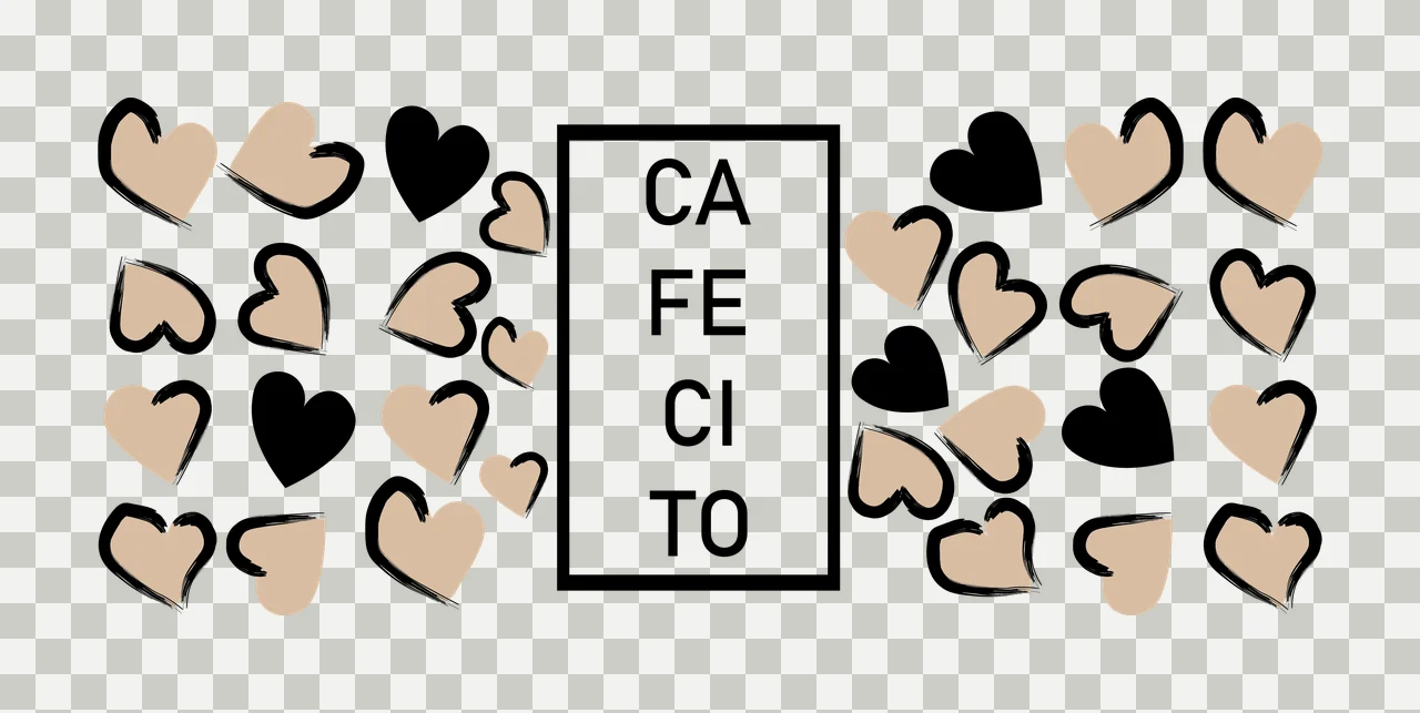 Can Glass Wrap Cafecito Text In Rectangular Frame with hearts transparency and detail preview thumbnail