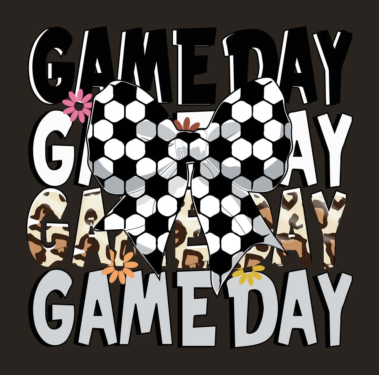 Game Day Game Day Game Day Game Day repeated bow flower bold contrast preview thumbnail