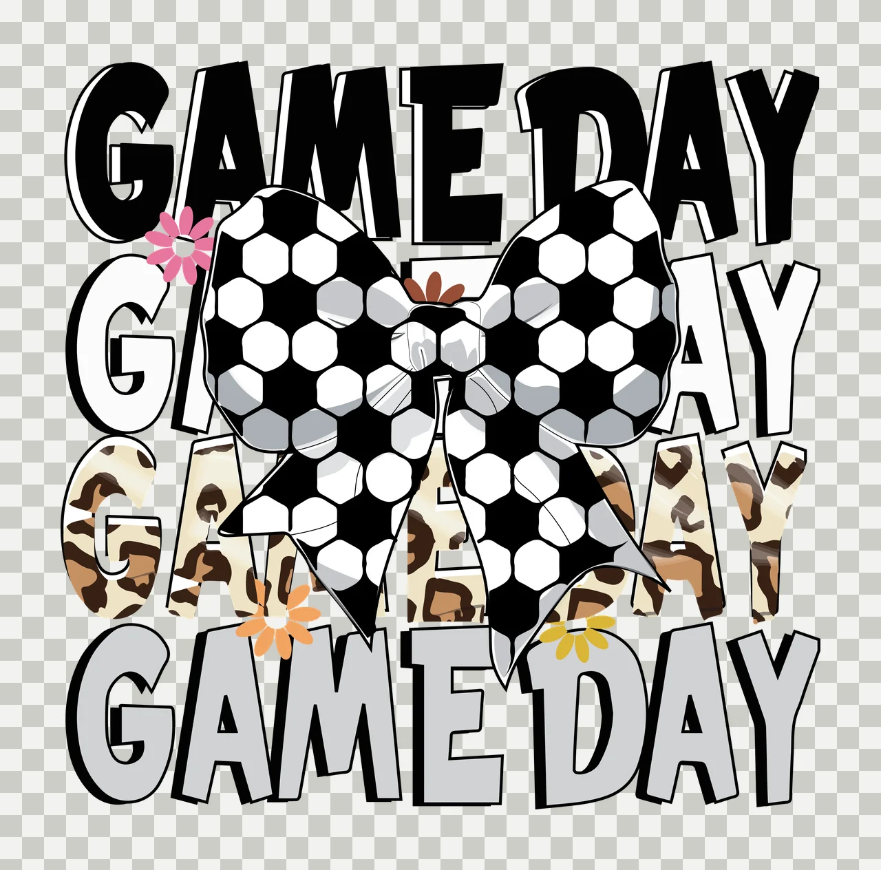 Game Day Game Day Game Day Game Day repeated bow flower bold transparency and detail preview thumbnail