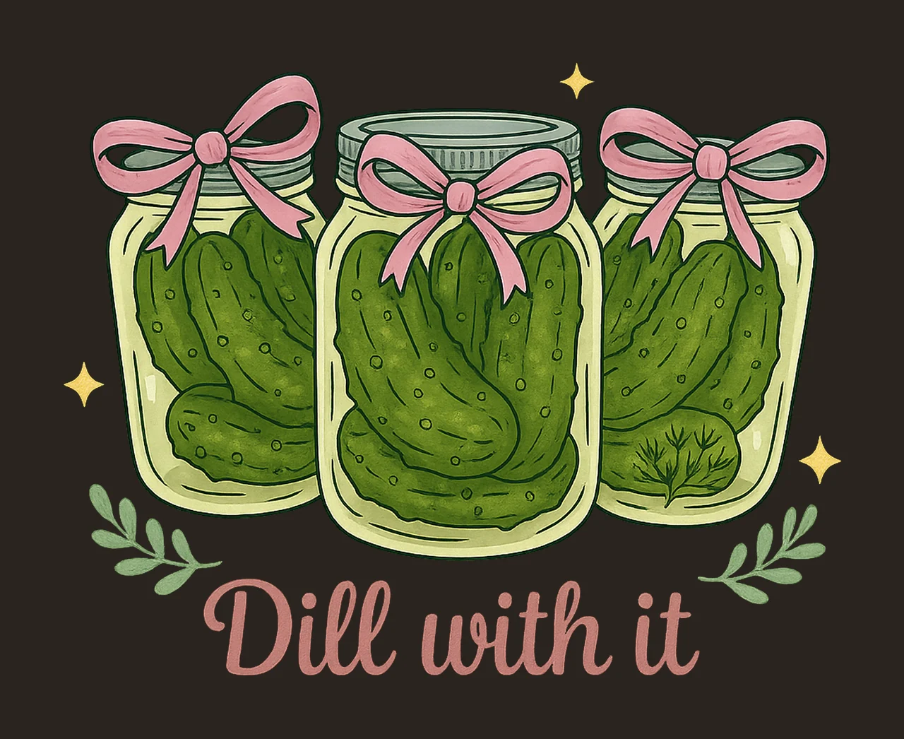 Dill With It Funny Pickle Pink Coquette Bows Trendy Soft contrast preview thumbnail