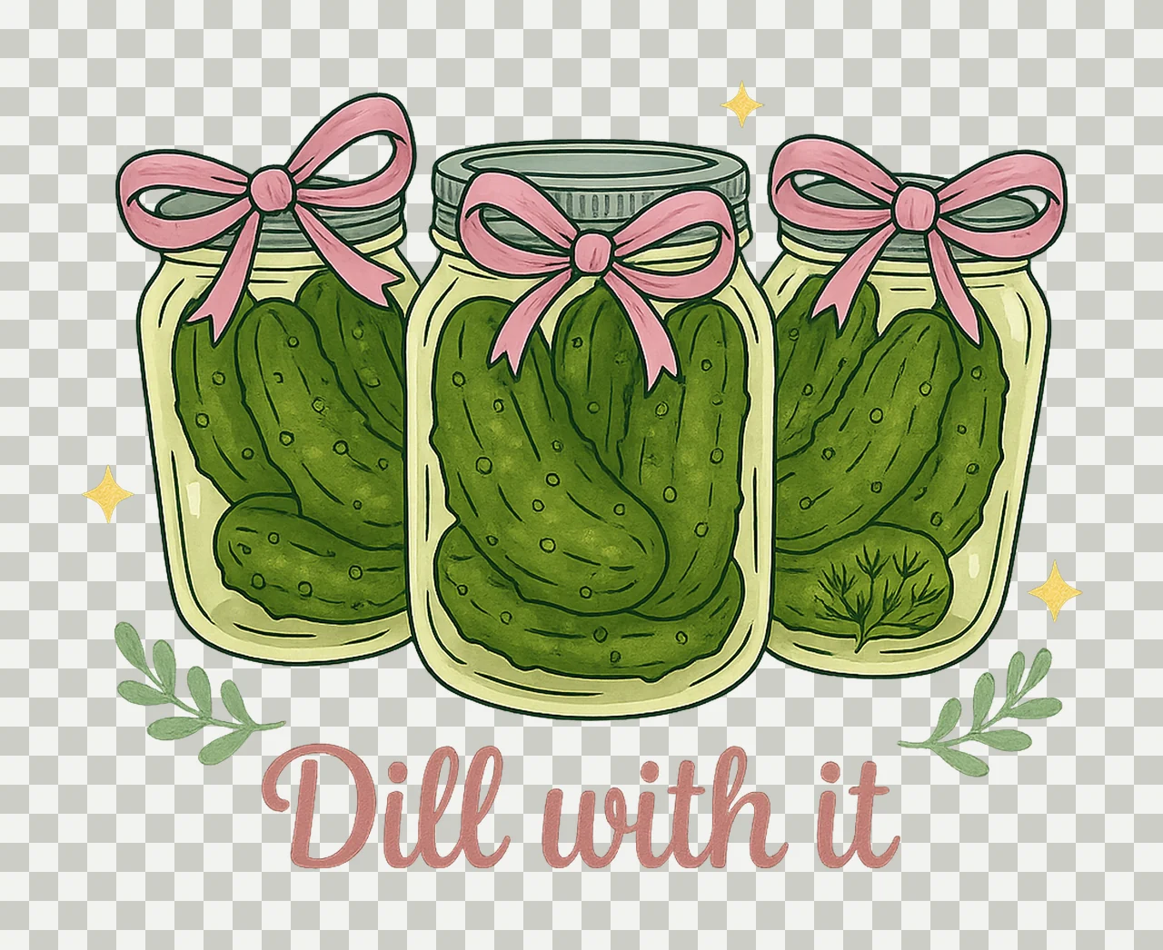 Dill With It Funny Pickle Pink Coquette Bows Trendy Soft transparency and detail preview thumbnail