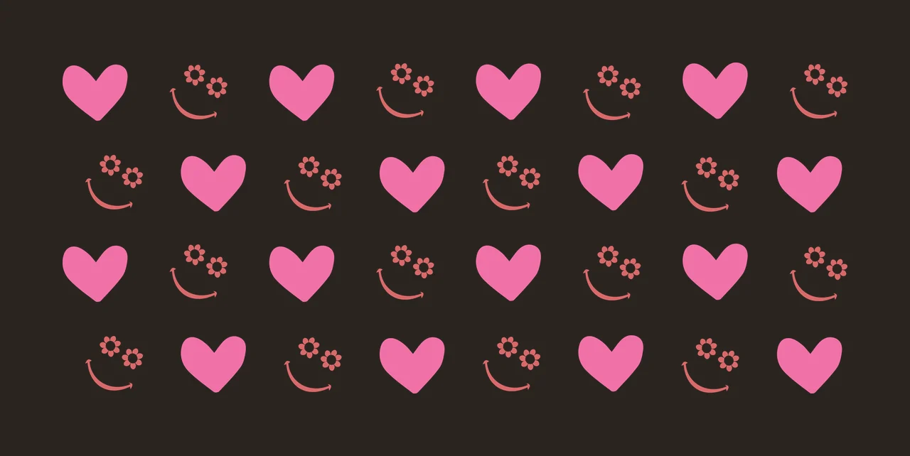 Hearts Can Glass Wrap And Smiley Face Pattern faces repeating contrast preview thumbnail