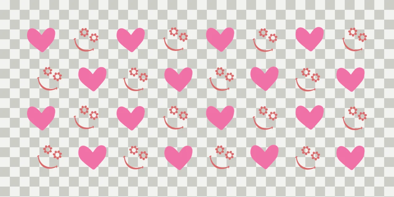 Hearts Can Glass Wrap And Smiley Face Pattern faces repeating transparency and detail preview thumbnail