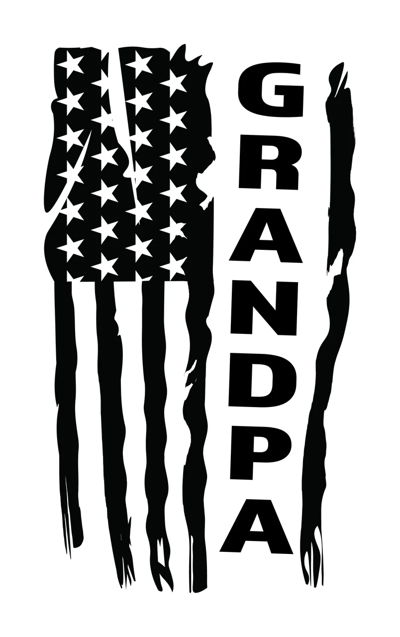 American Flag Granpa Vertical Distressed Graphic Wave Stars