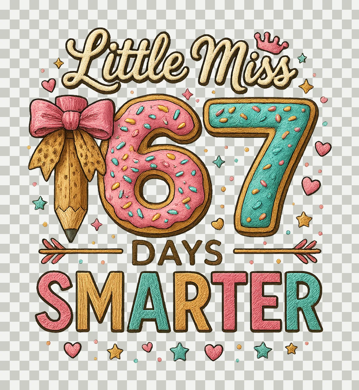 Little Miss 67 Days Smarter 67th Day Of School Design Kids transparency and detail preview thumbnail