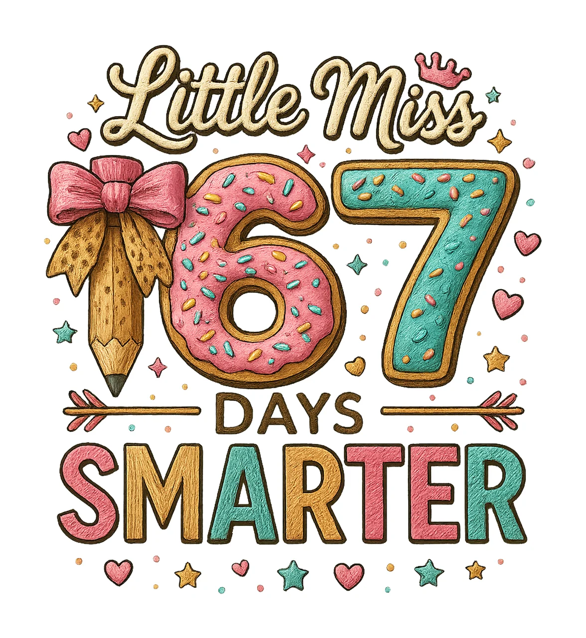 Little Miss 67 Days Smarter 67th Day Of School Design Kids