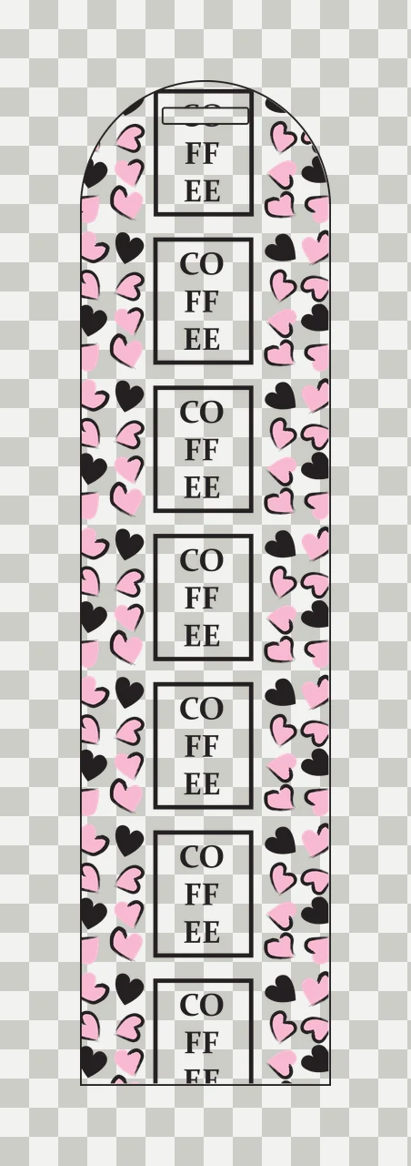 Coffee Heart Pattern Strip black white monochrome vertical transparency and detail preview thumbnail