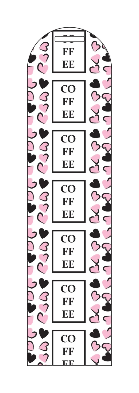 Coffee Heart Pattern Strip black white monochrome vertical