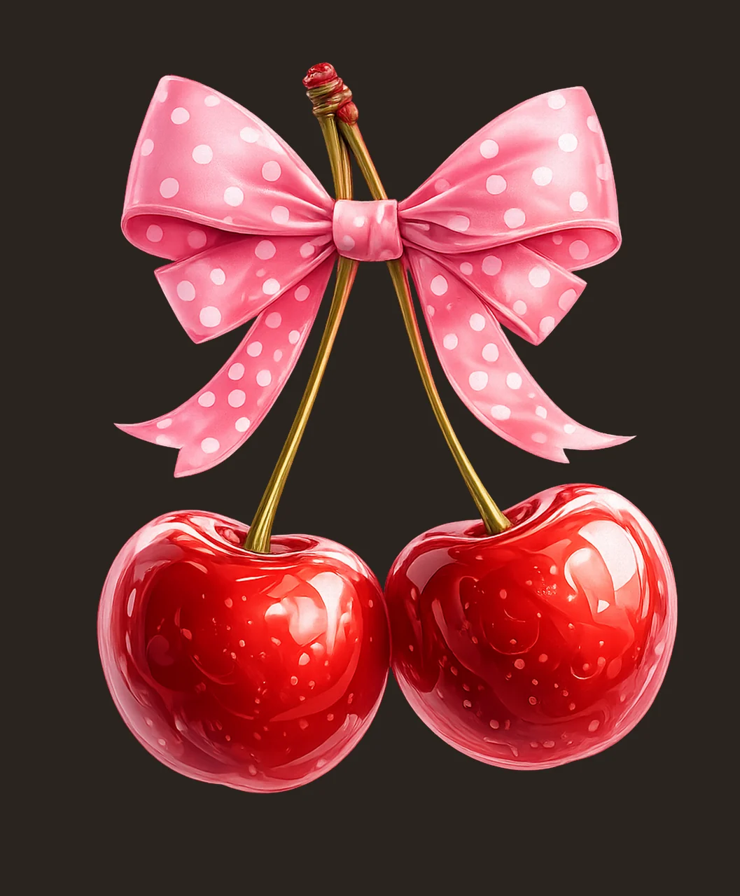 Coquette cherries polka dot bow cherry bow Artwork trendy contrast preview thumbnail