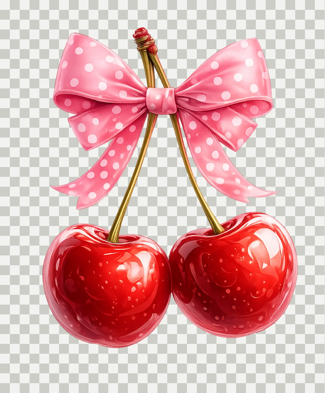 Coquette cherries polka dot bow cherry bow Artwork trendy transparency and detail preview thumbnail