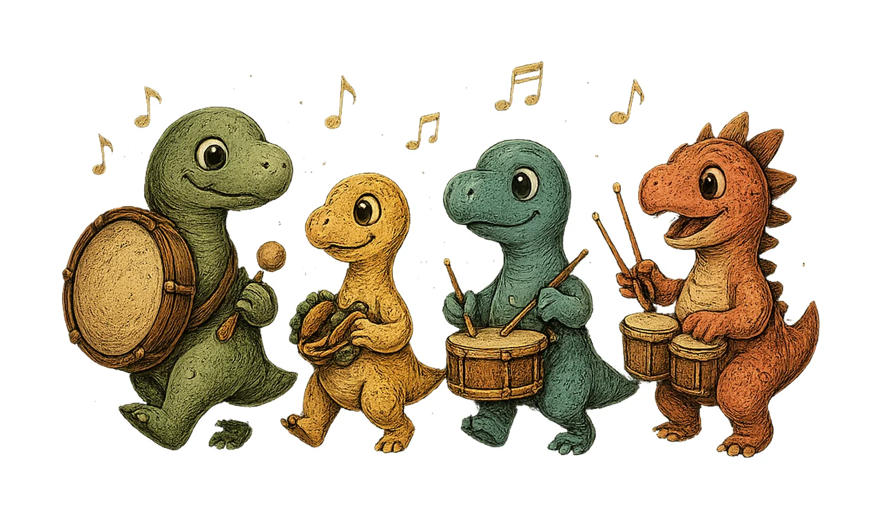 Colorful dinosaur drum boys dinosaur drumming sublimation