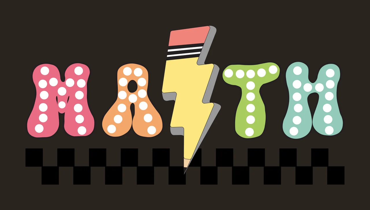 Math Text With Lightning Bolt Pattern checkered dots black contrast preview thumbnail