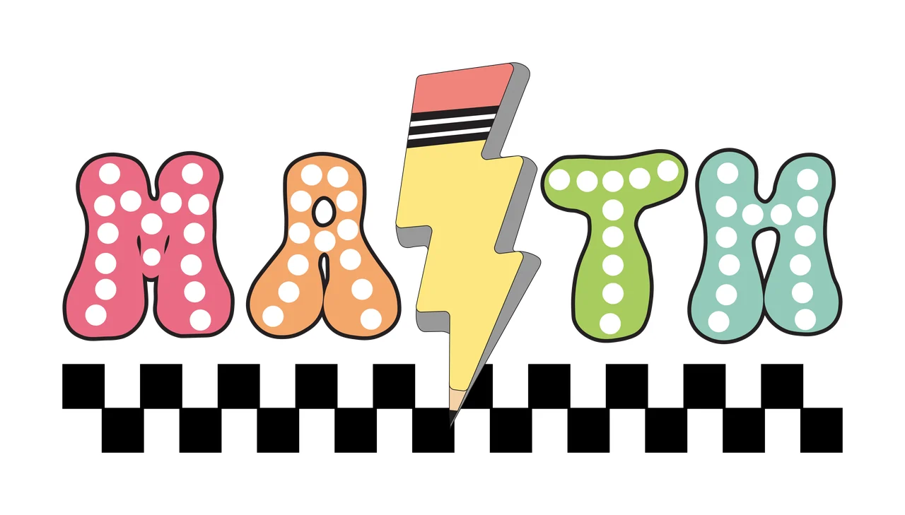 Math Text With Lightning Bolt Pattern checkered dots black