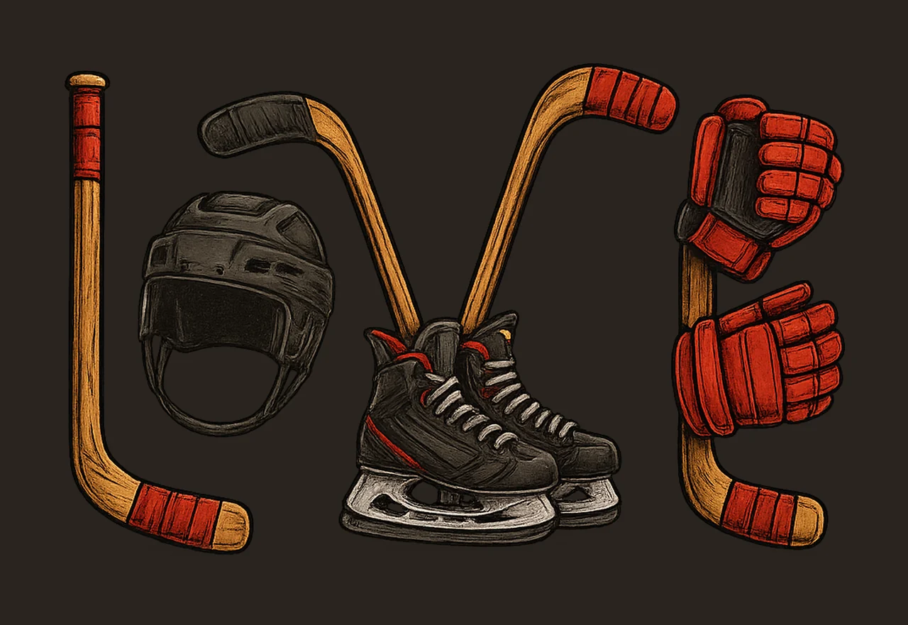 Love Hockey Design Sublimation Art Ice Player Valentines Day contrast preview thumbnail