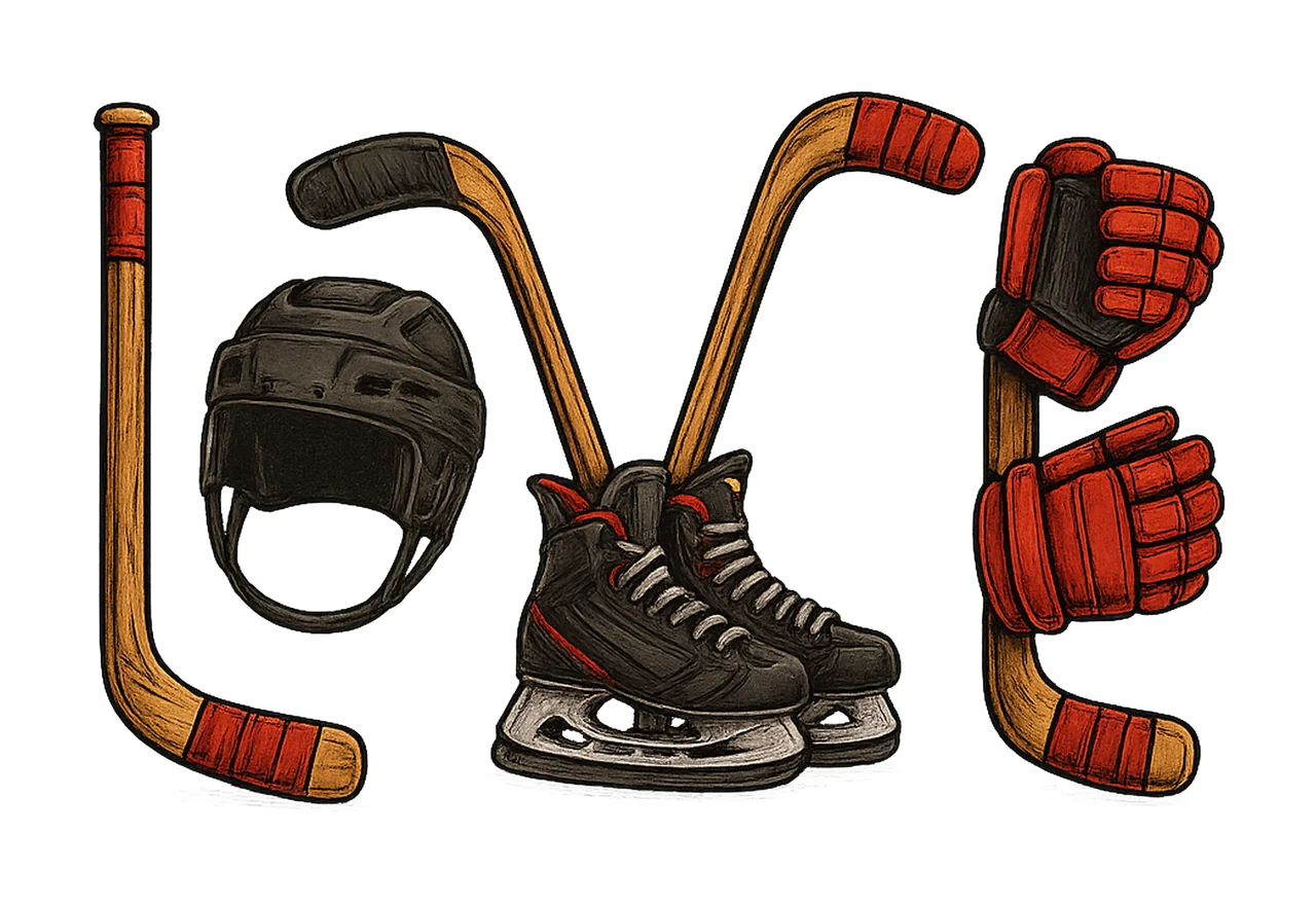 Love Hockey Design Sublimation Art Ice Player Valentines Day