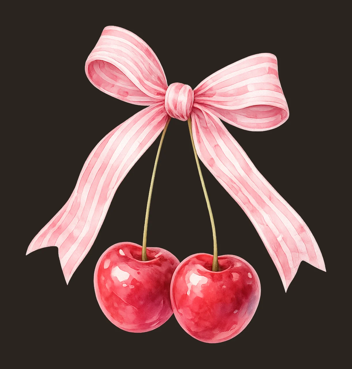 Coquette Pink Ribbon Cherries Cute Cherry Design Soft Girl contrast preview thumbnail