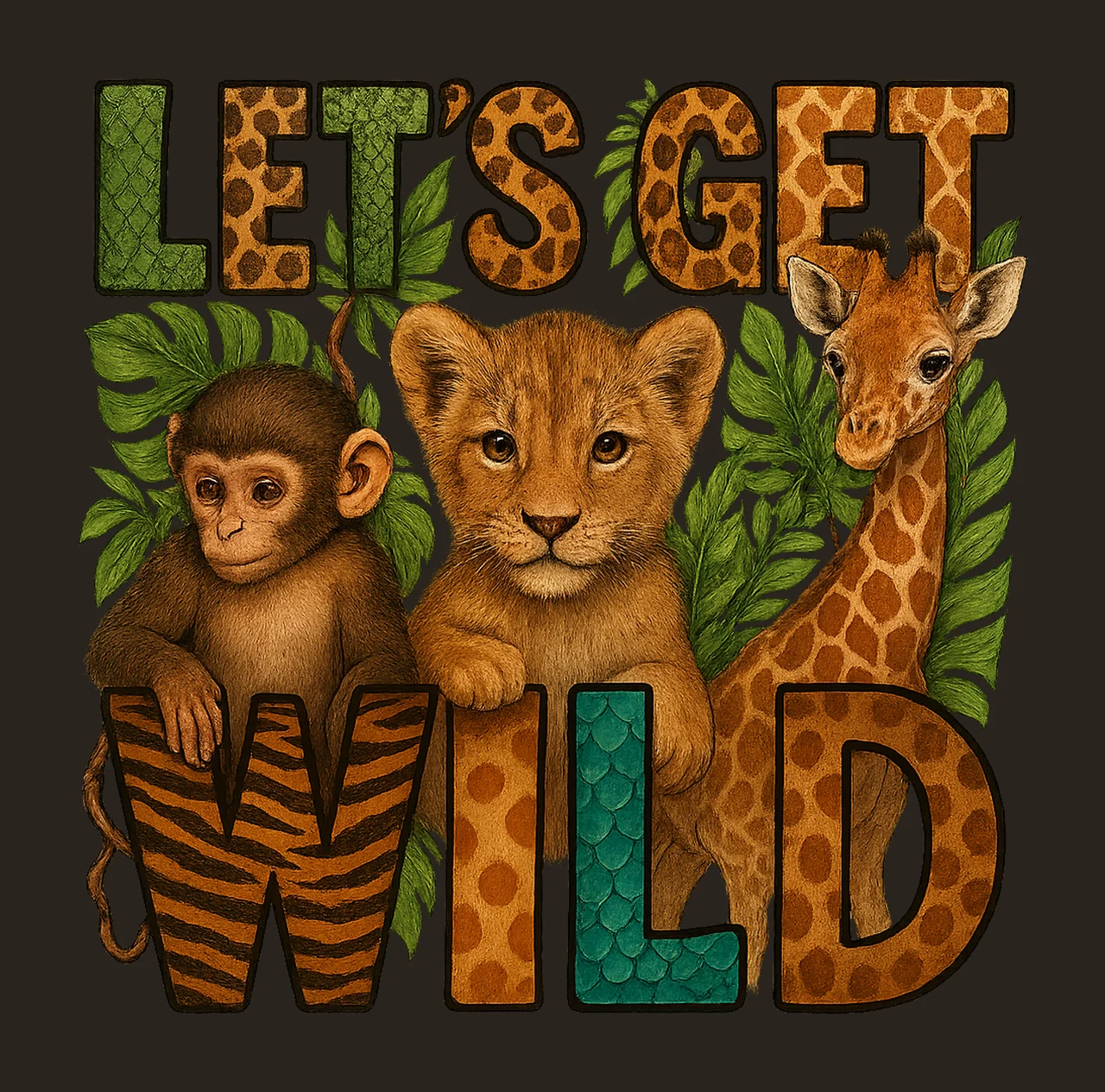 Lets Get Wild Sublimation Kids Giraffe Animal Design Wild contrast preview thumbnail
