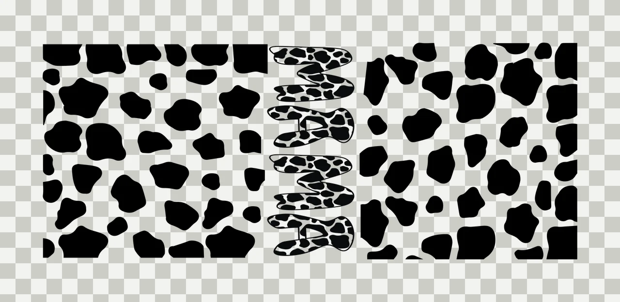 Cow Can Glass Wrap Mama Print Patterned Text pattern black transparency and detail preview thumbnail