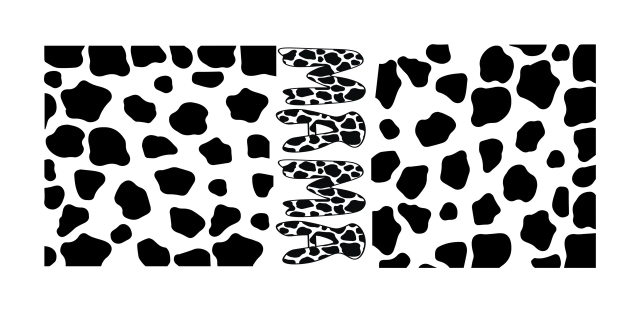 Cow Can Glass Wrap Mama Print Patterned Text pattern black