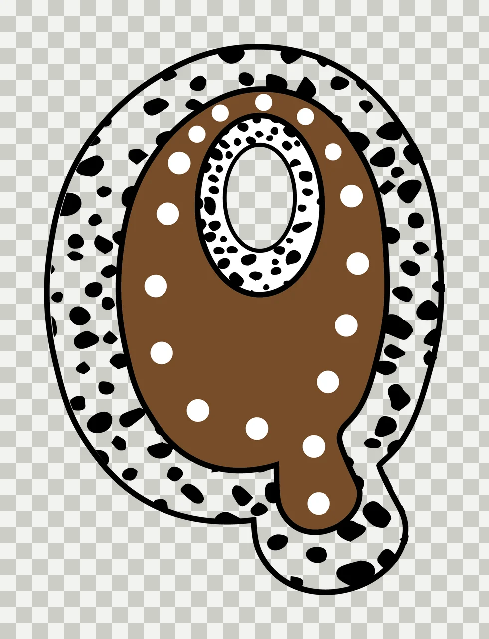 Dalmatian Dots Font Race Doodle Character 31 racing checkered flag transparency and detail preview thumbnail
