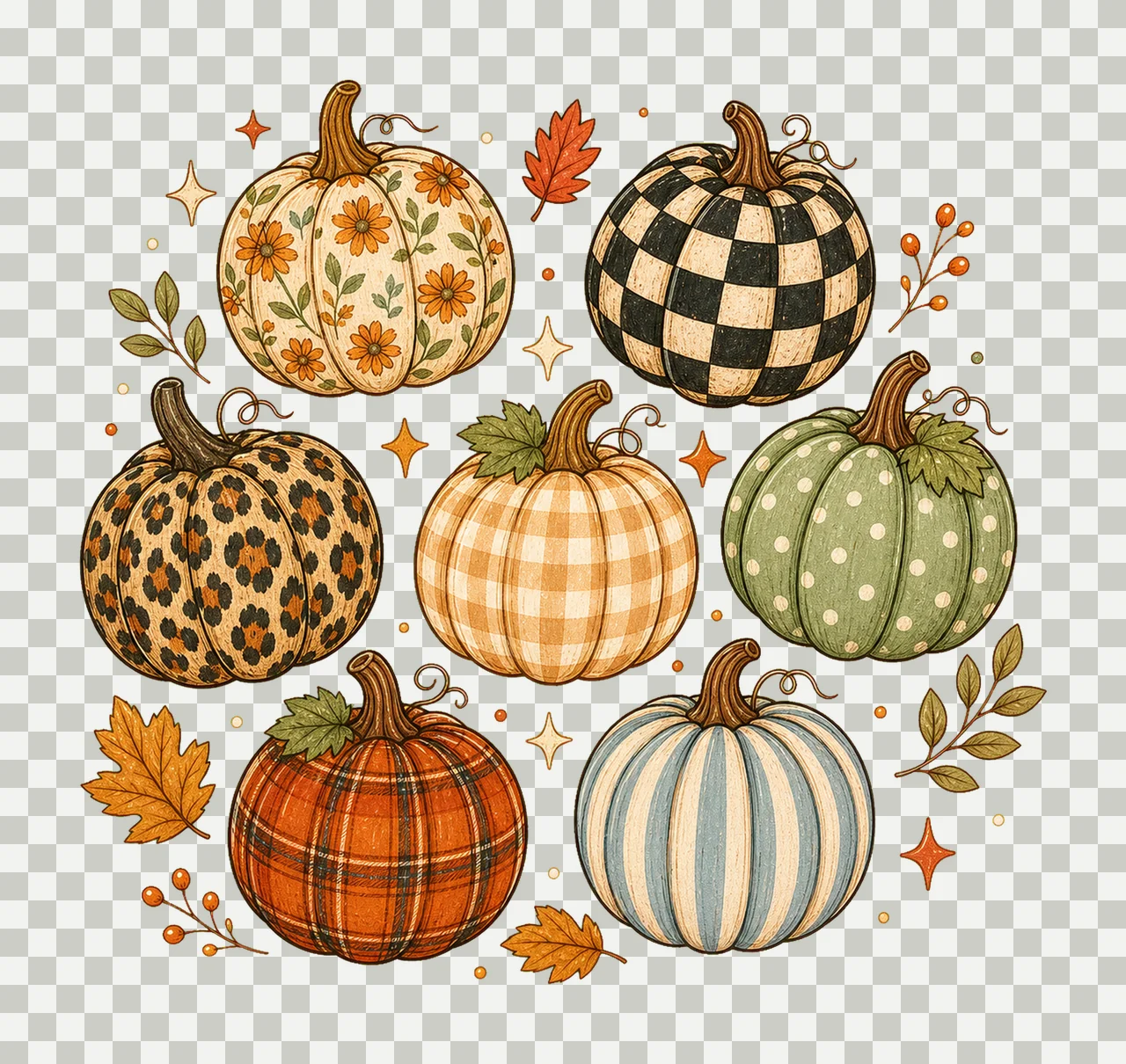 Pumpkin Preppy Fall Pumpkin Sublimation Cute Variation B transparency and detail preview thumbnail