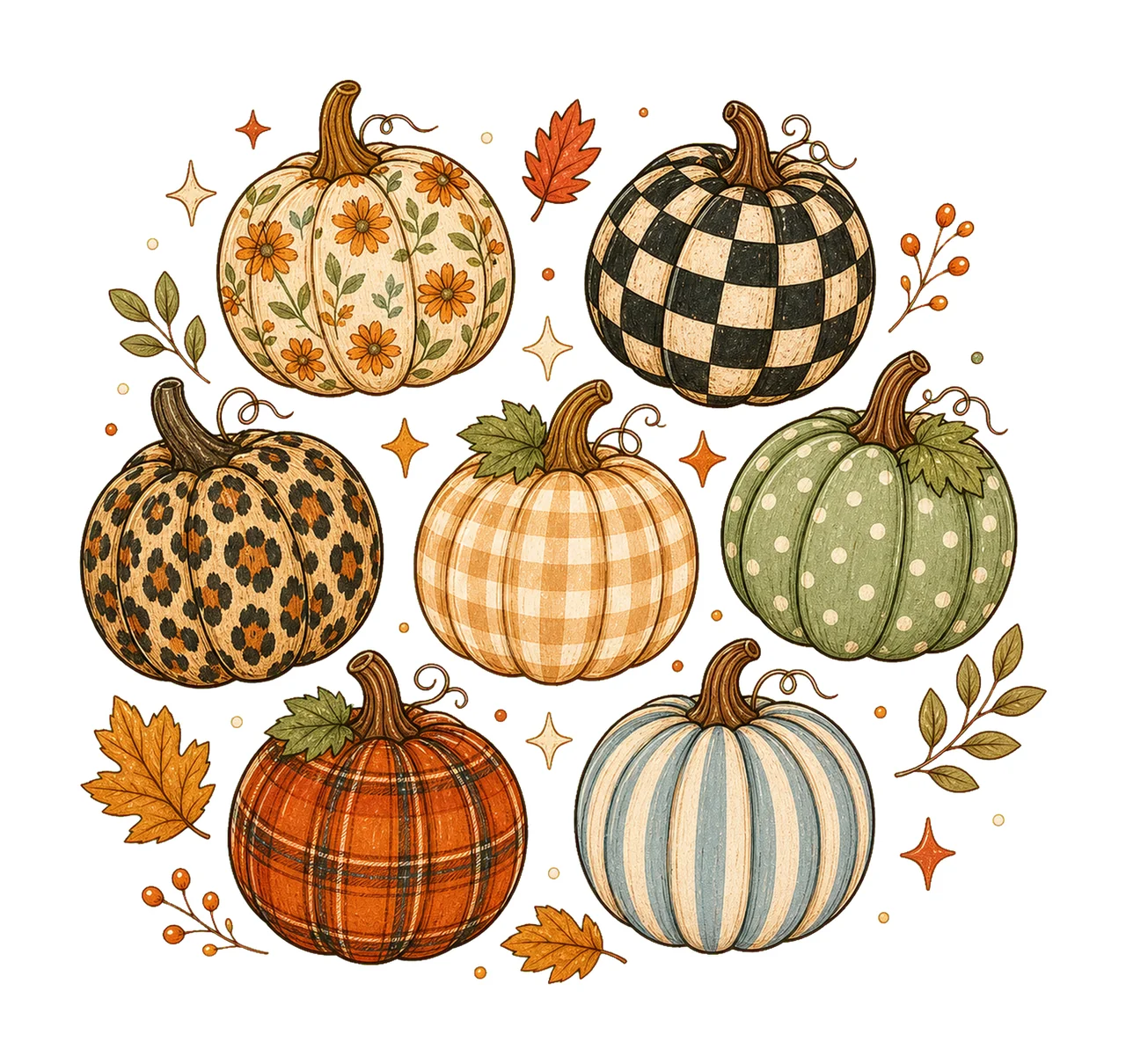 Pumpkin Preppy Fall Pumpkin Sublimation Cute Variation B