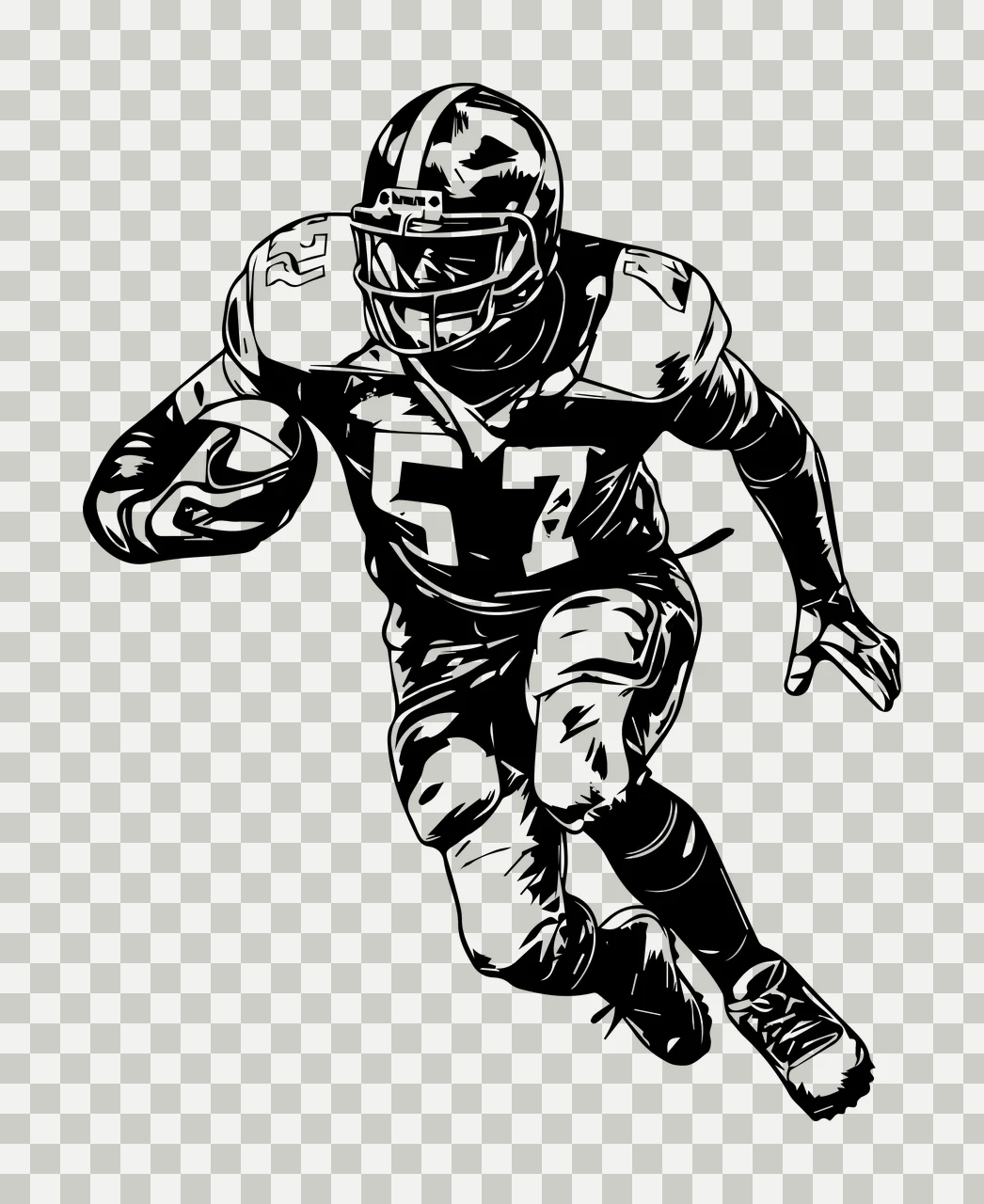 Football Player 57 American Running Graphic helmet jersey stencil transparency and detail preview thumbnail