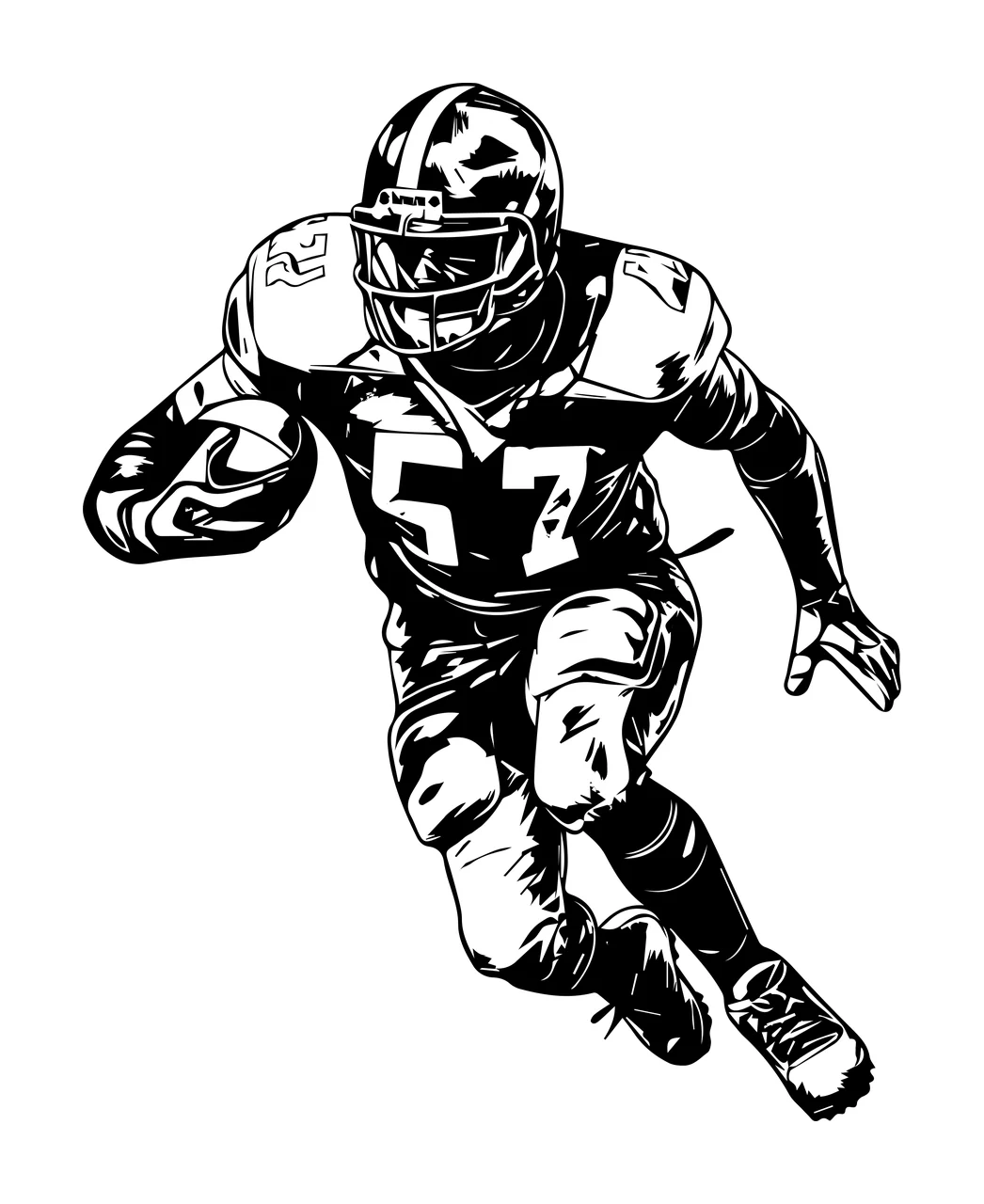 Football Player 57 American Running Graphic helmet jersey stencil