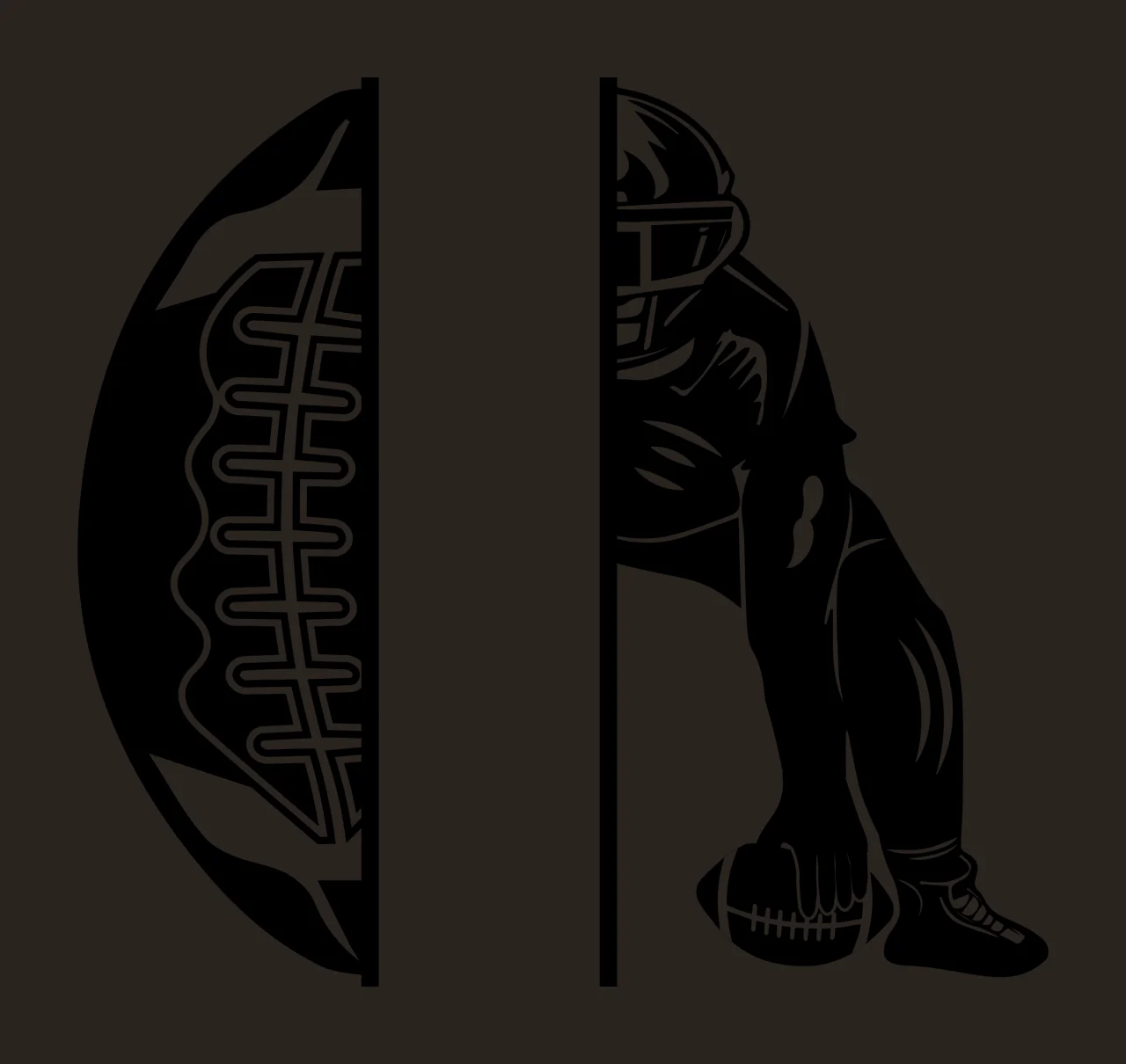 Football Player Split Graphic Design crouching helmet protective contrast preview thumbnail